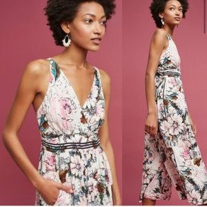 Anthropology floral jumpsuit